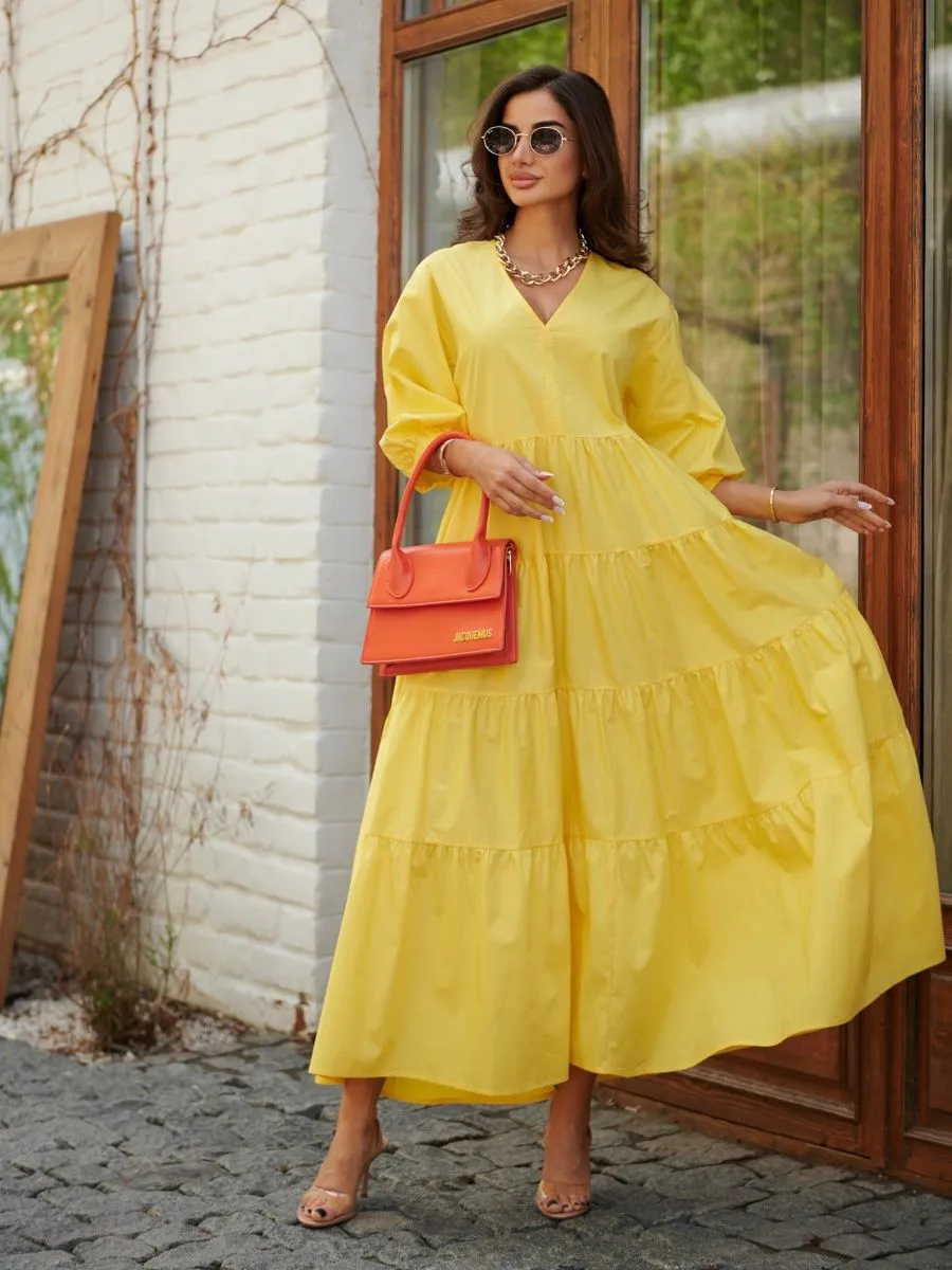 Желтое платье длинное больших размеров