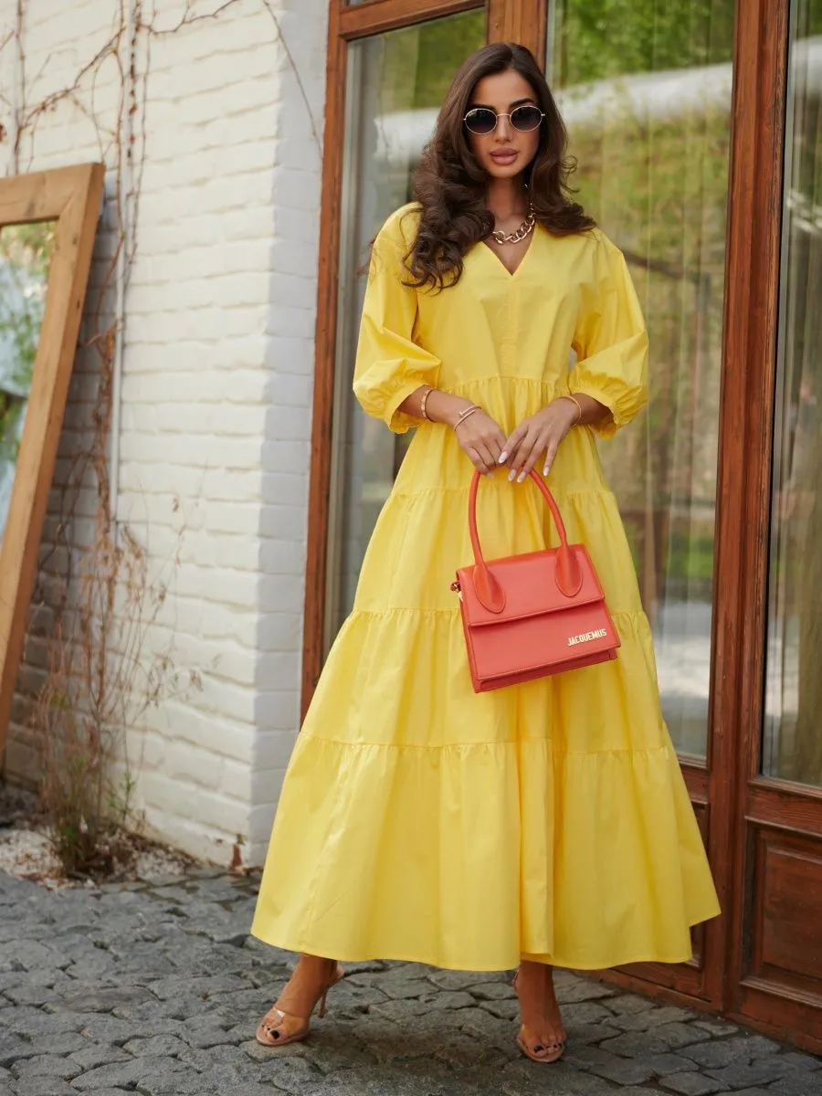 Желтое платье длинное больших размеров