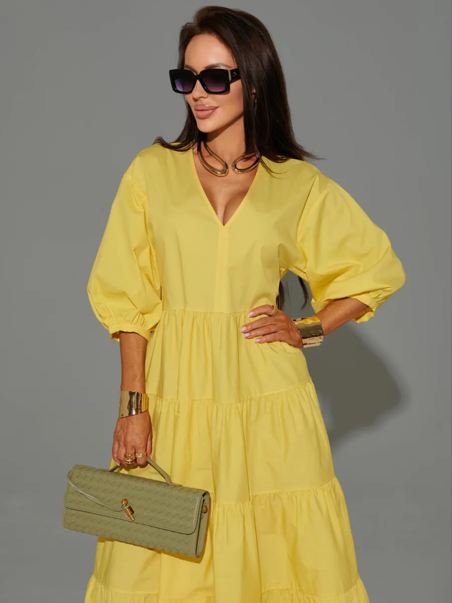 Желтое платье длинное больших размеров