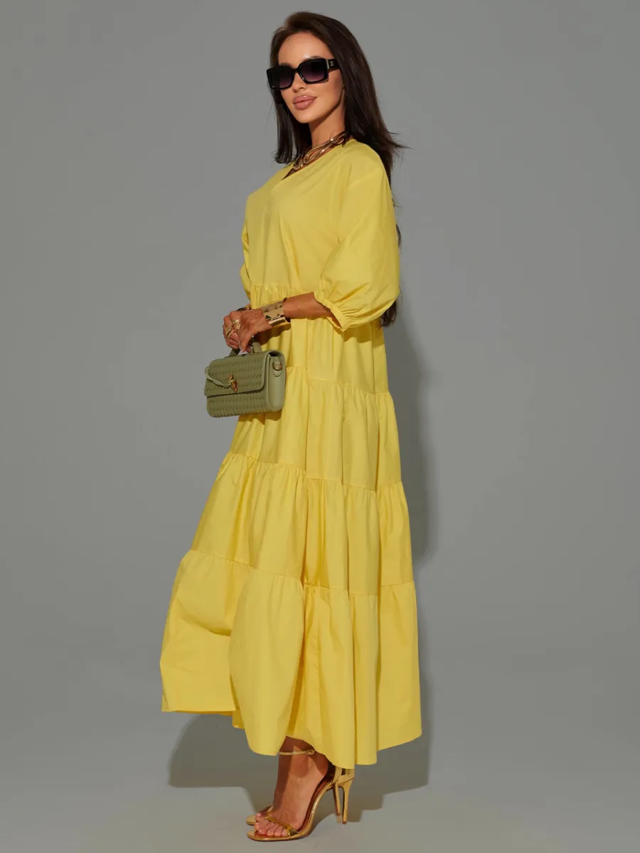 Желтое платье длинное больших размеров