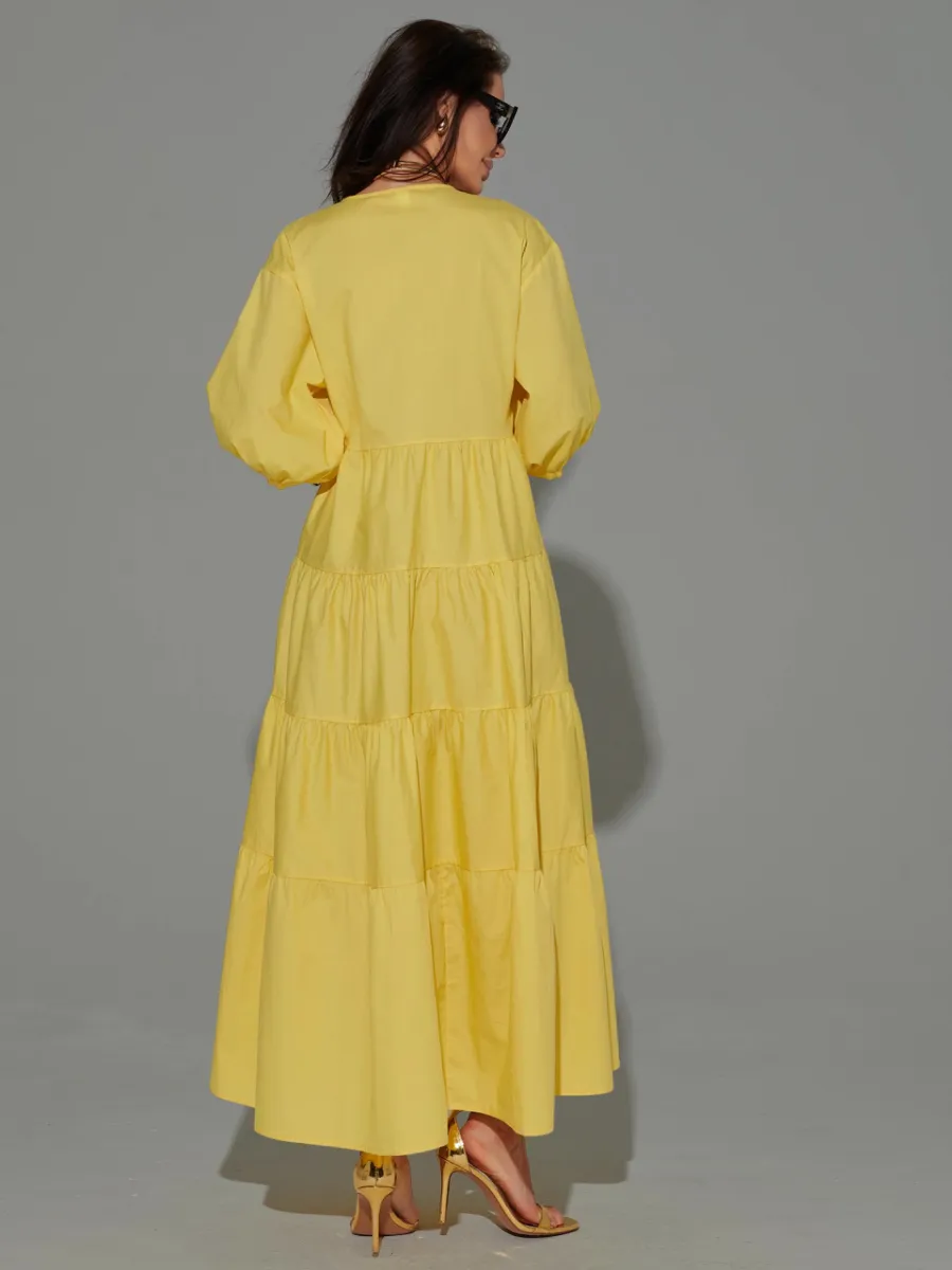 Желтое платье длинное больших размеров