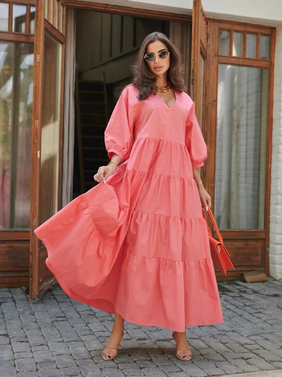 Розовое платье длинное больших размеров