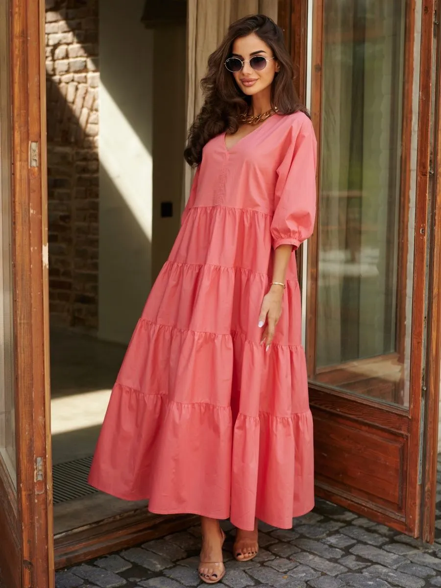 Розовое платье длинное больших размеров