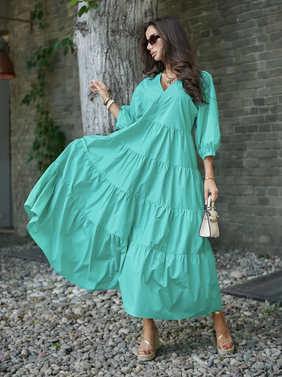 Бирюзовое платье длинное больших размеров