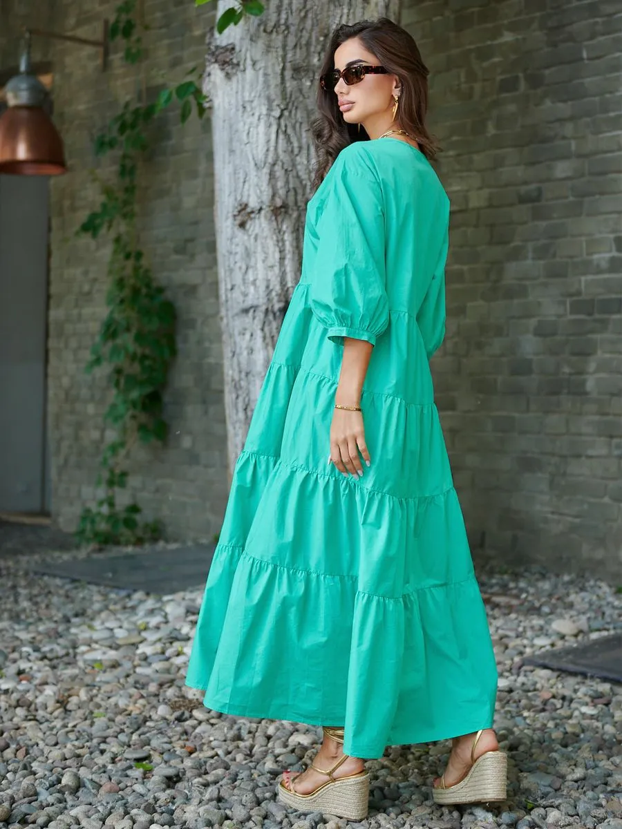 Бирюзовое платье длинное больших размеров