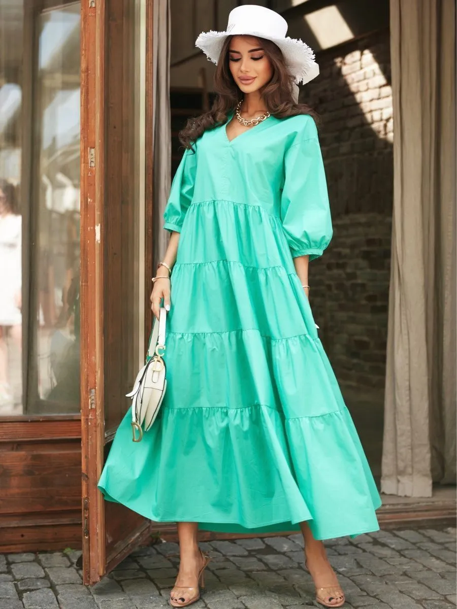 Бирюзовое платье длинное больших размеров