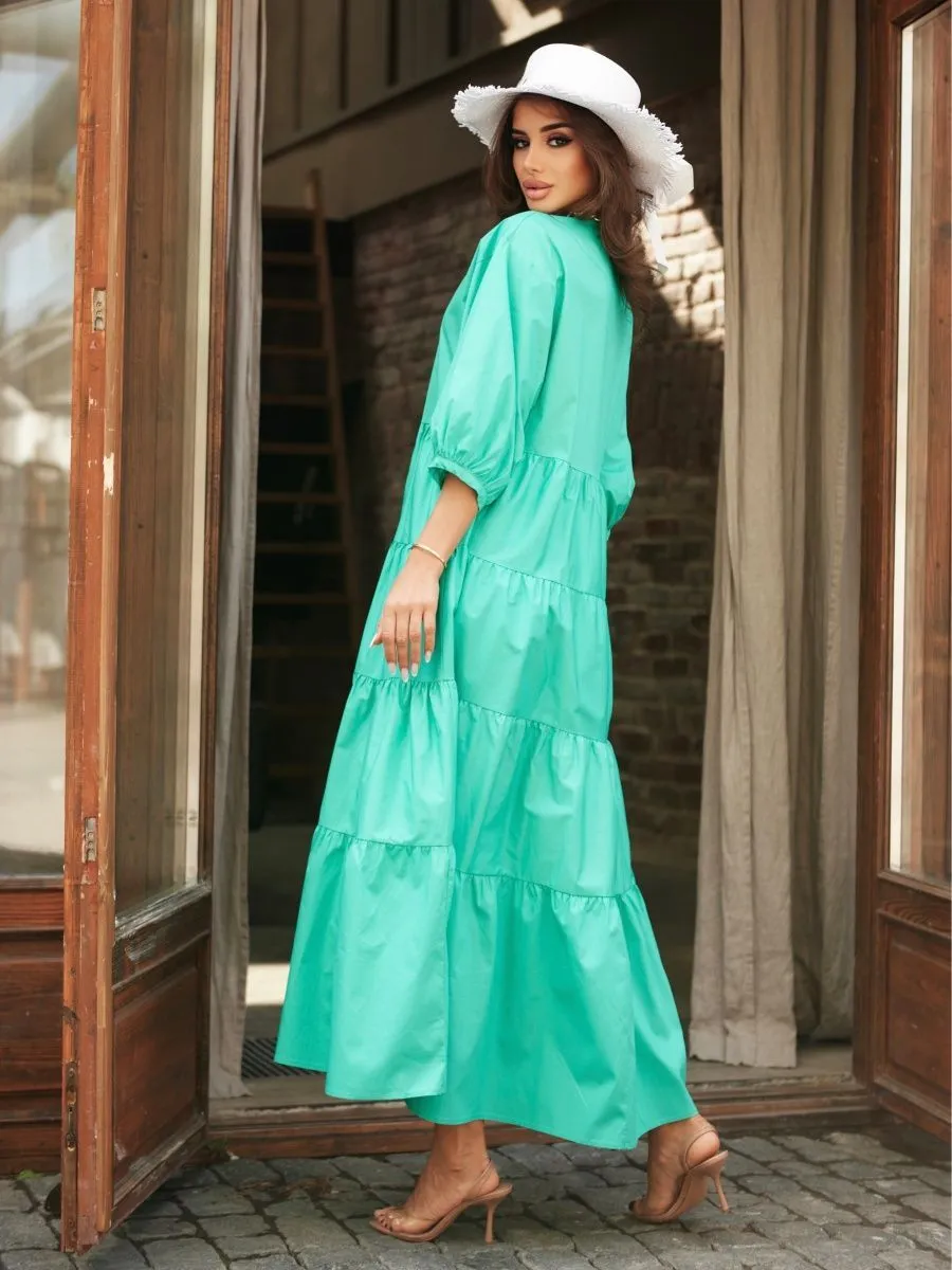 Бирюзовое платье длинное больших размеров