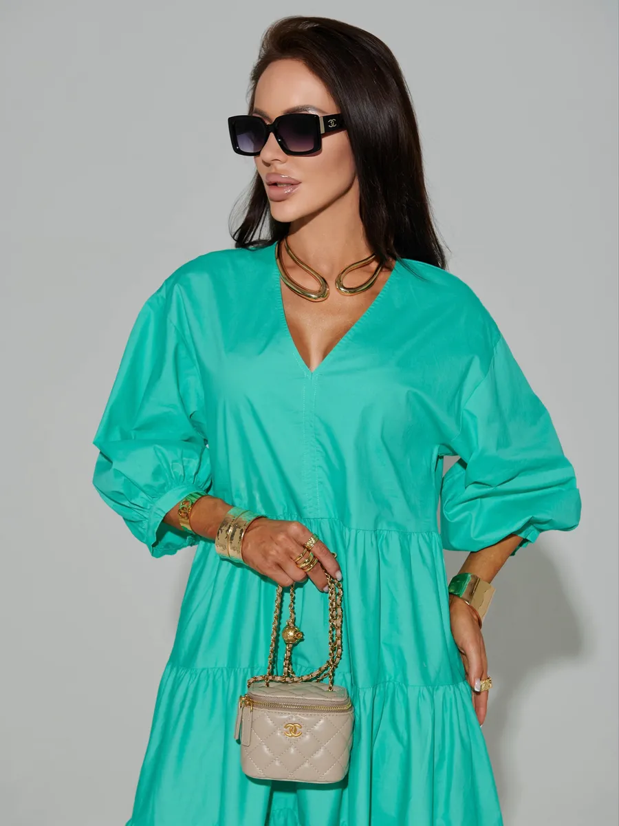 Бирюзовое платье длинное больших размеров