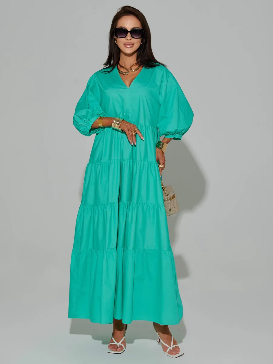 Бирюзовое платье длинное больших размеров