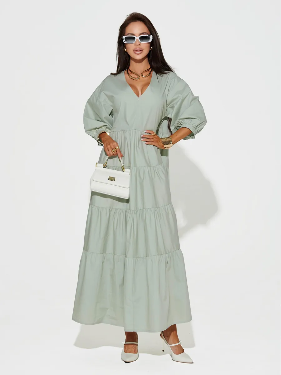 Мятное платье длинное больших размеров