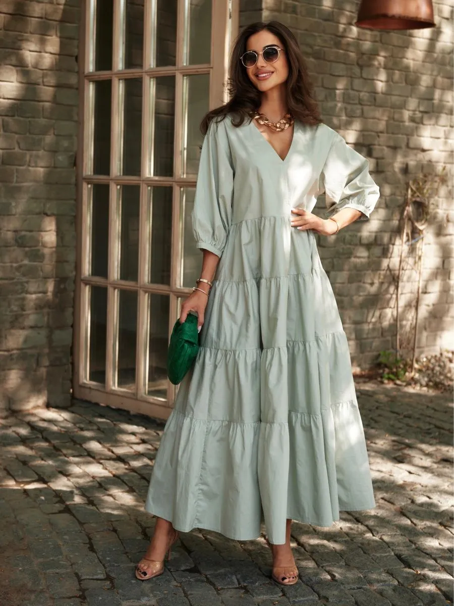 Мятное платье длинное больших размеров