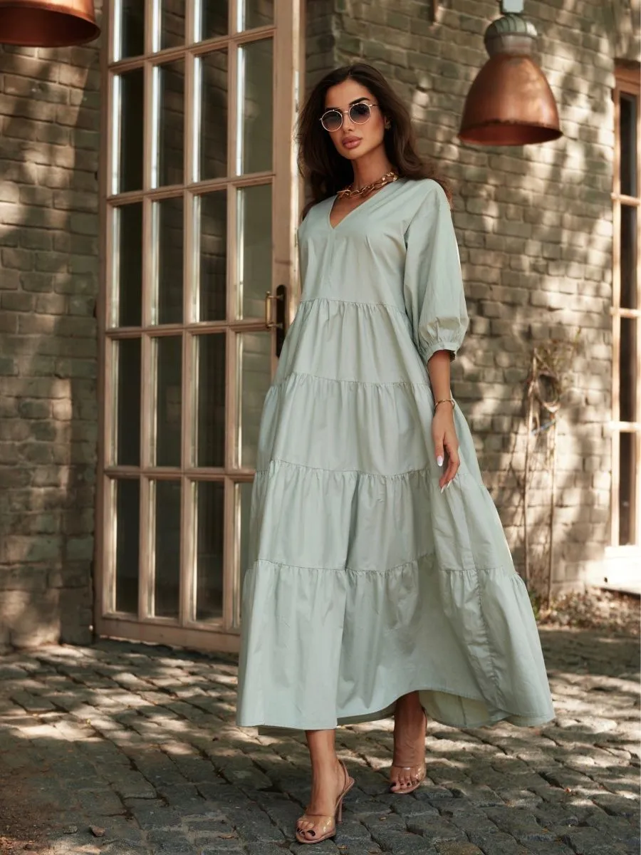 Мятное платье длинное больших размеров