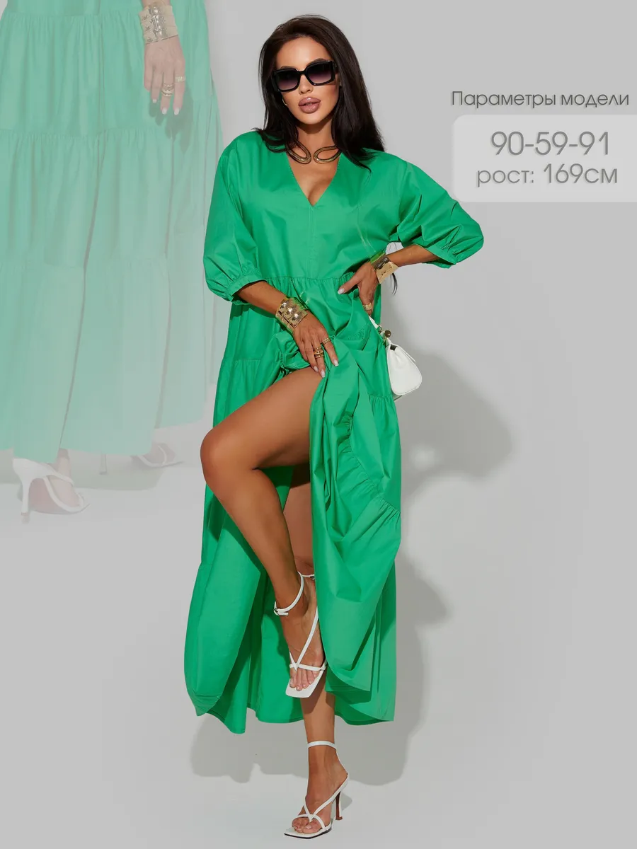 Зеленое платье длинное больших размеров