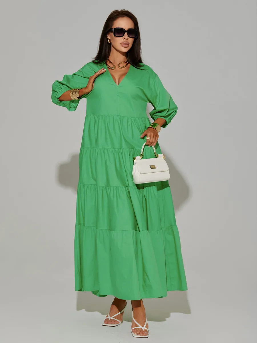 Зеленое платье длинное больших размеров