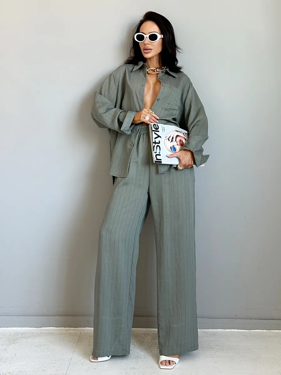 Хаки костюм брючный летний