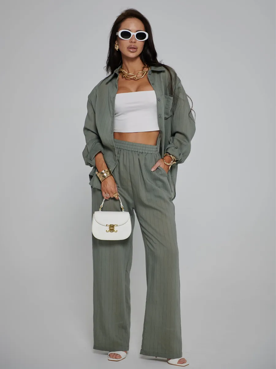 Хаки костюм брючный летний