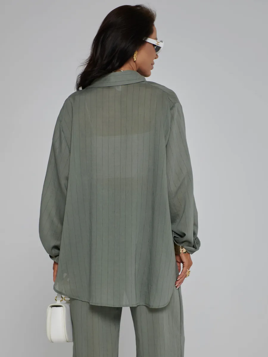 Хаки костюм брючный летний