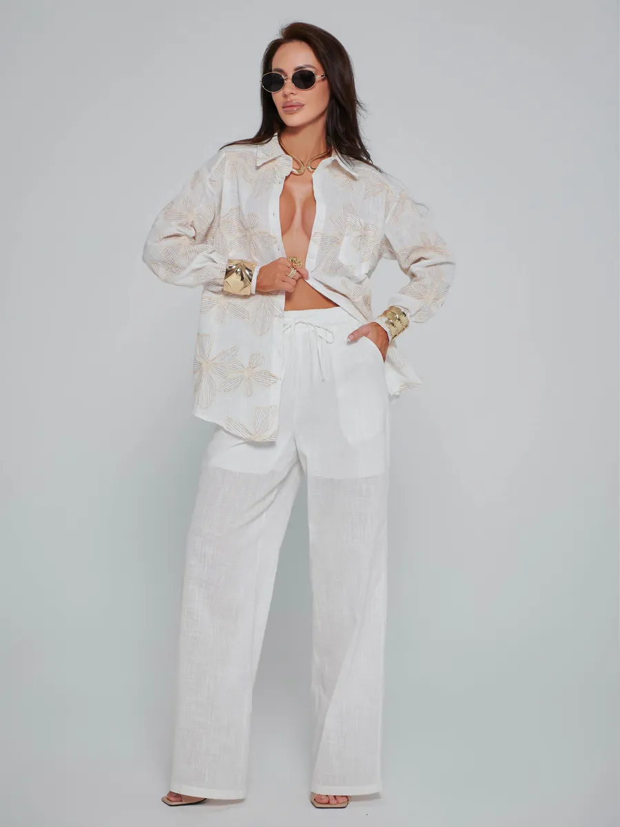 Айвори костюм женский брючный