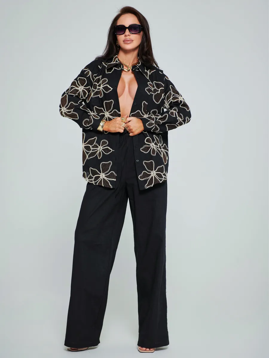 Черный костюм женский брючный