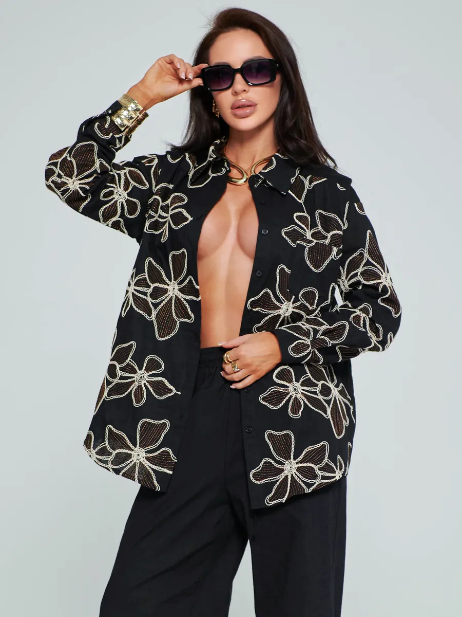 Черный костюм женский брючный