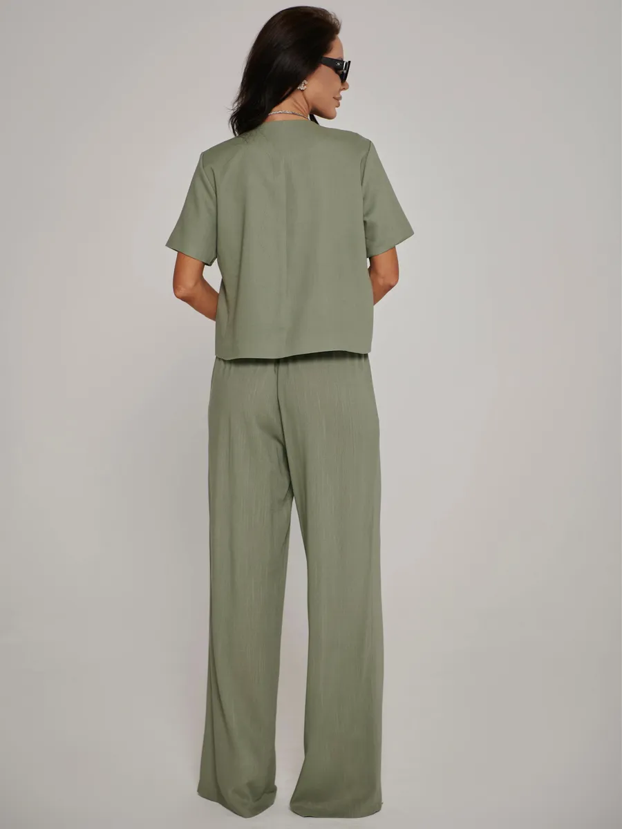 Хаки костюм женский брючный