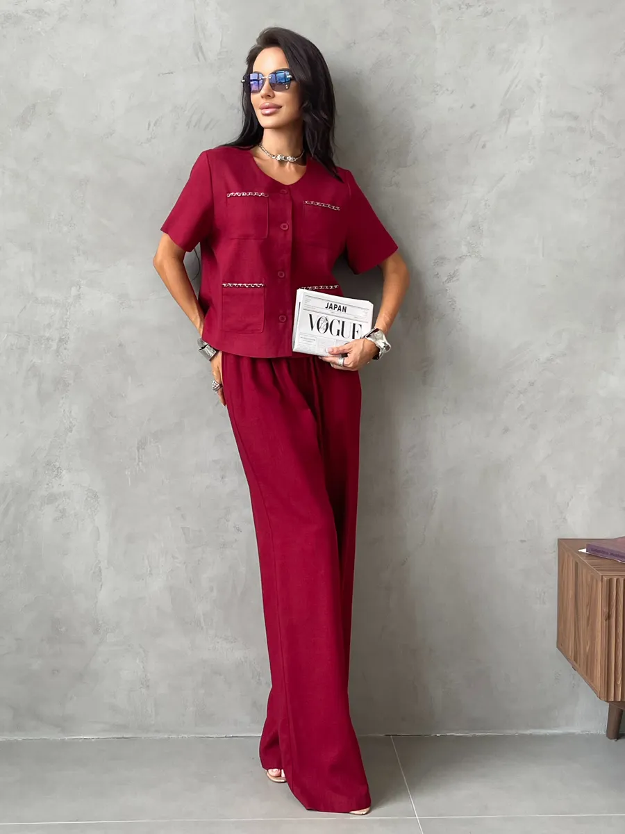 Бургунди костюм женский брючный