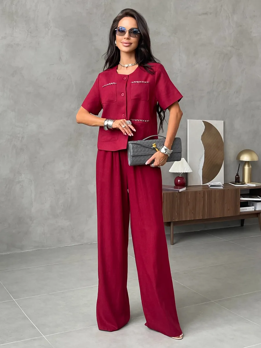 Бургунди костюм женский брючный
