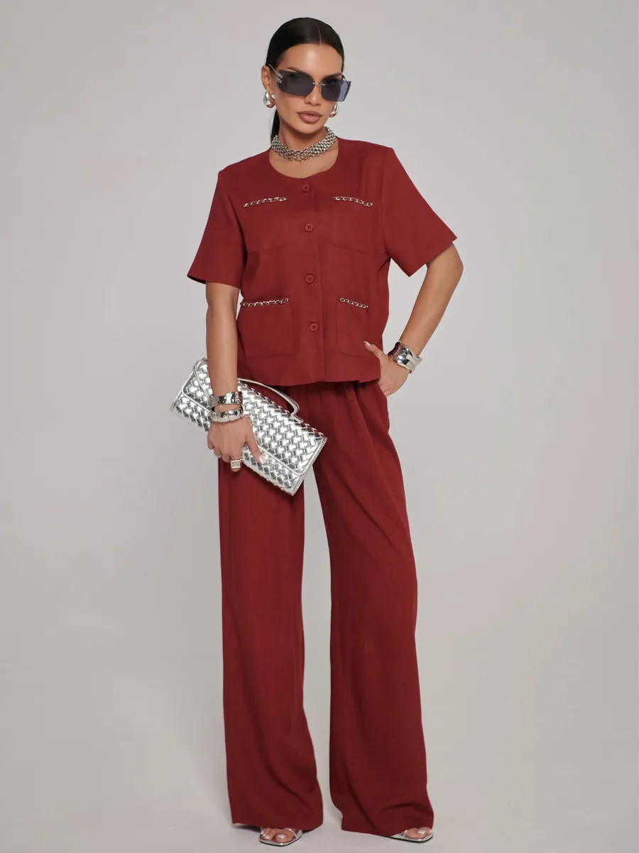Бургунди костюм женский брючный