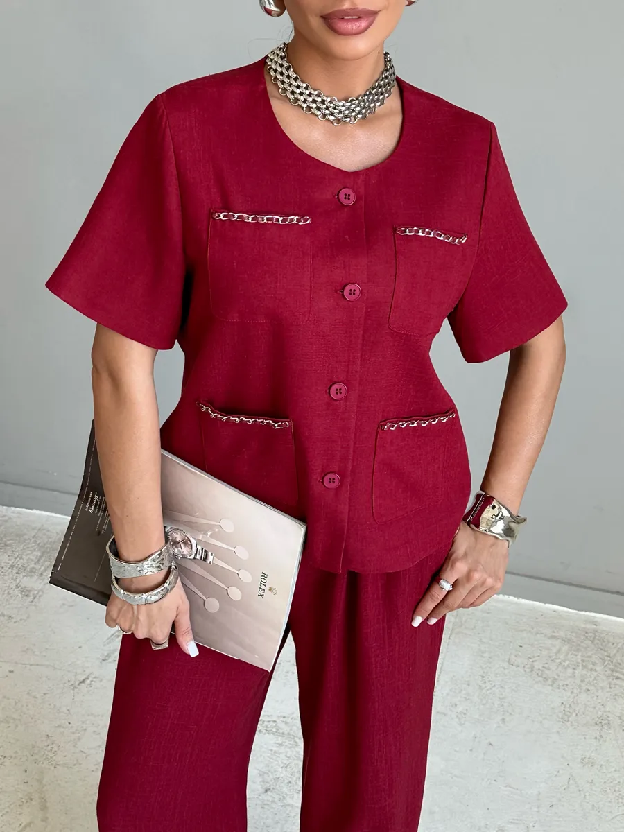 Бургунди костюм женский брючный