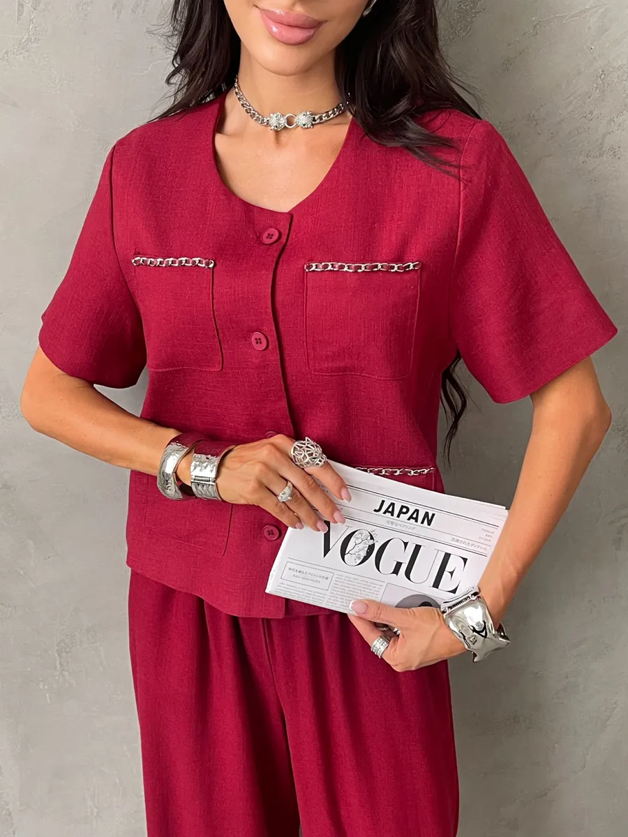 Бургунди костюм женский брючный