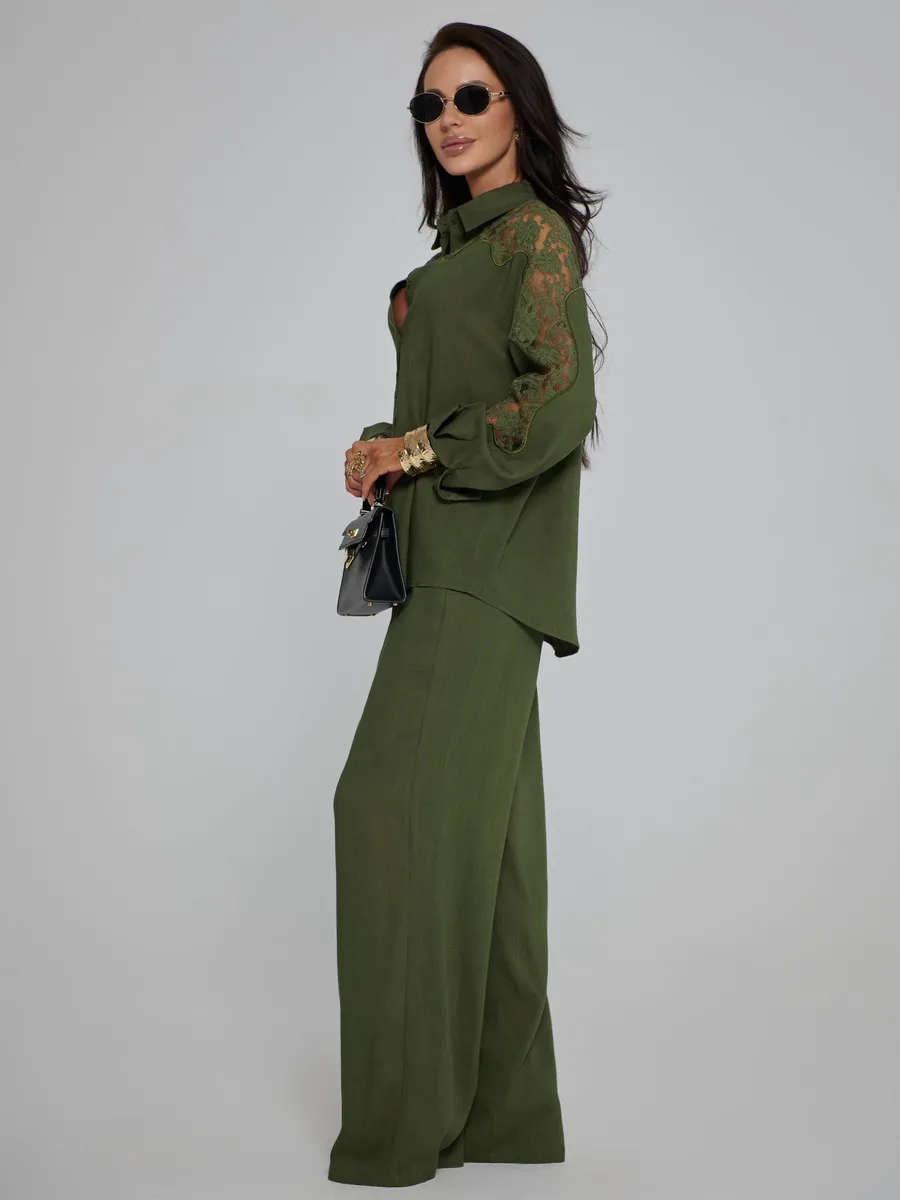 Хаки костюм женский брючный