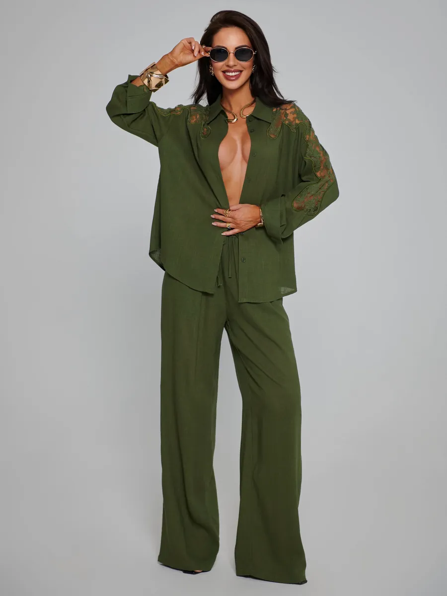 Хаки костюм женский брючный