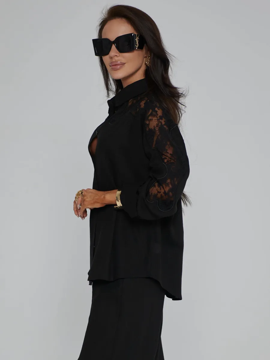 Черный костюм женский брючный