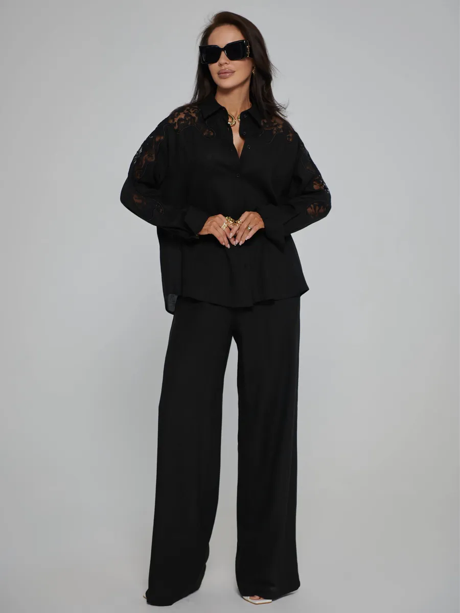 Черный костюм женский брючный