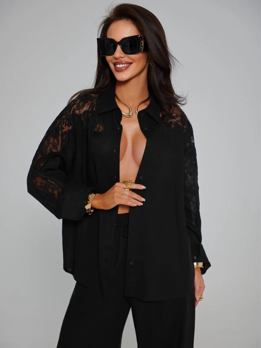 Черный костюм женский брючный