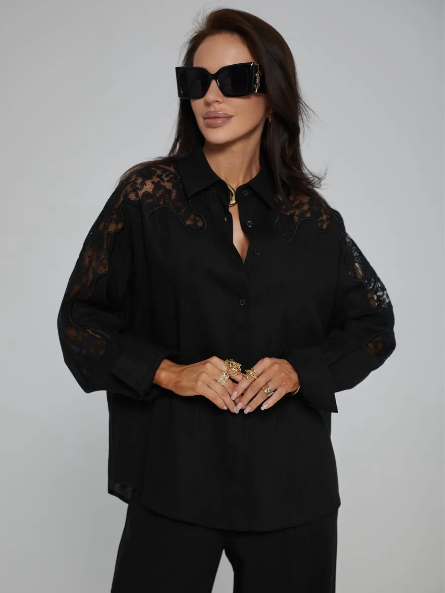 Черный костюм женский брючный