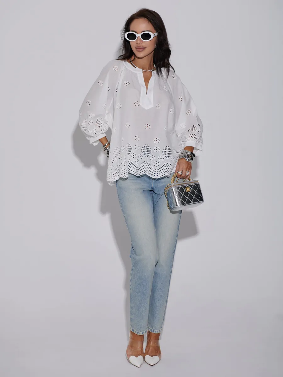 Белая блузка нарядная летняя