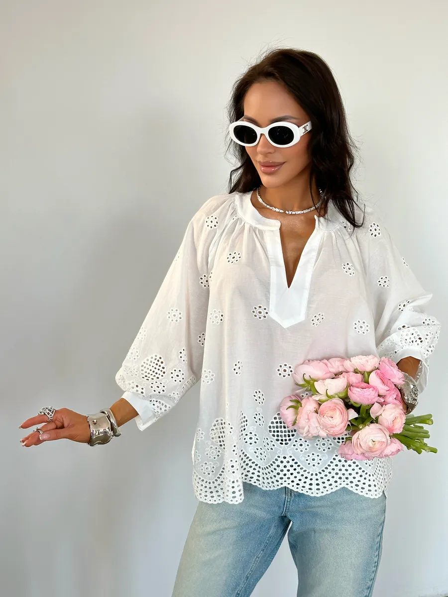Белая блузка нарядная летняя