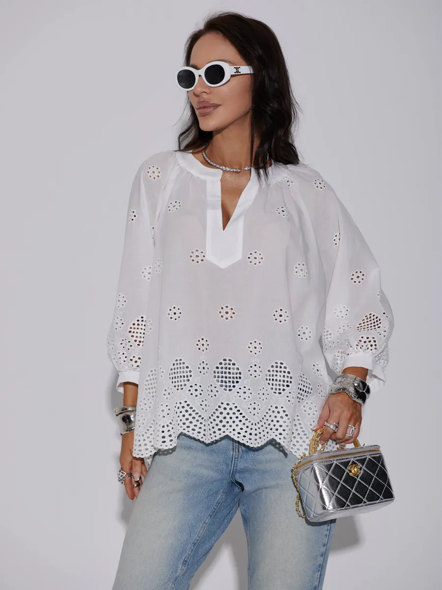 Белая блузка нарядная летняя