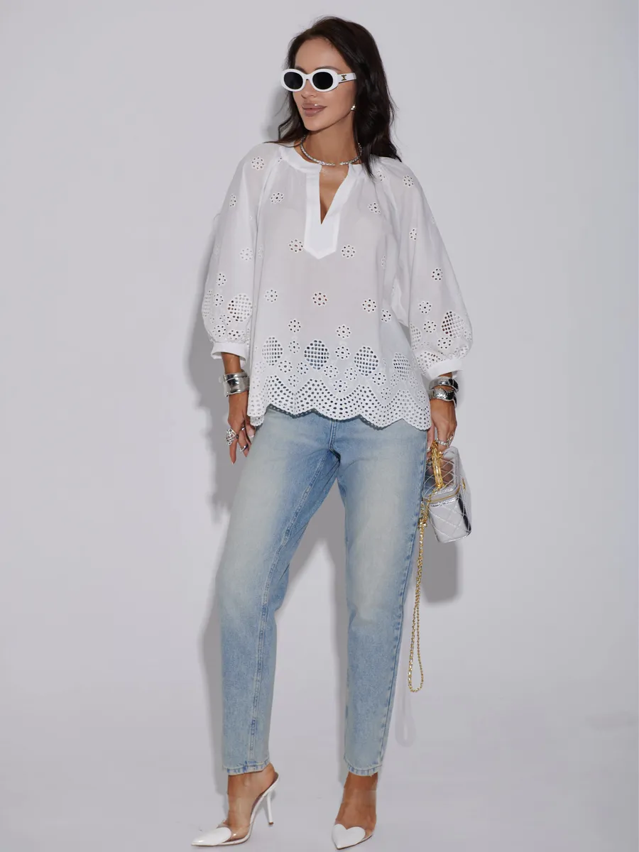 Белая блузка нарядная летняя