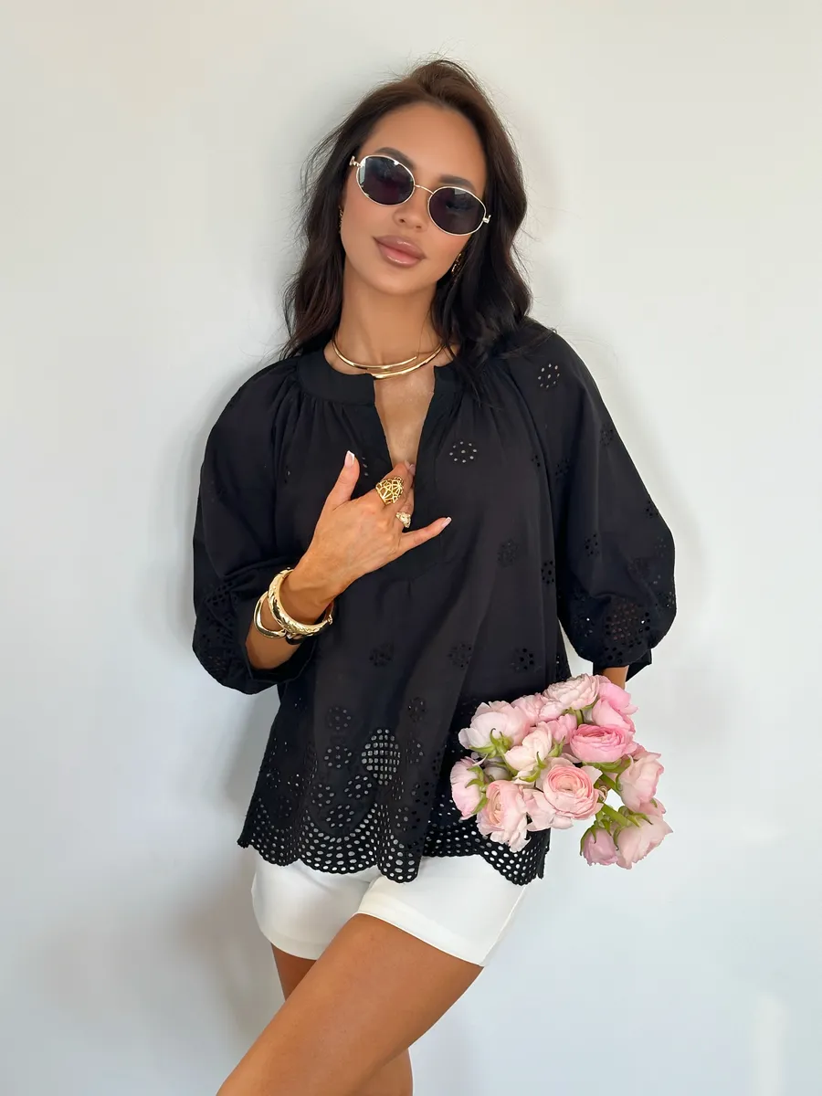 Черная блузка нарядная летняя