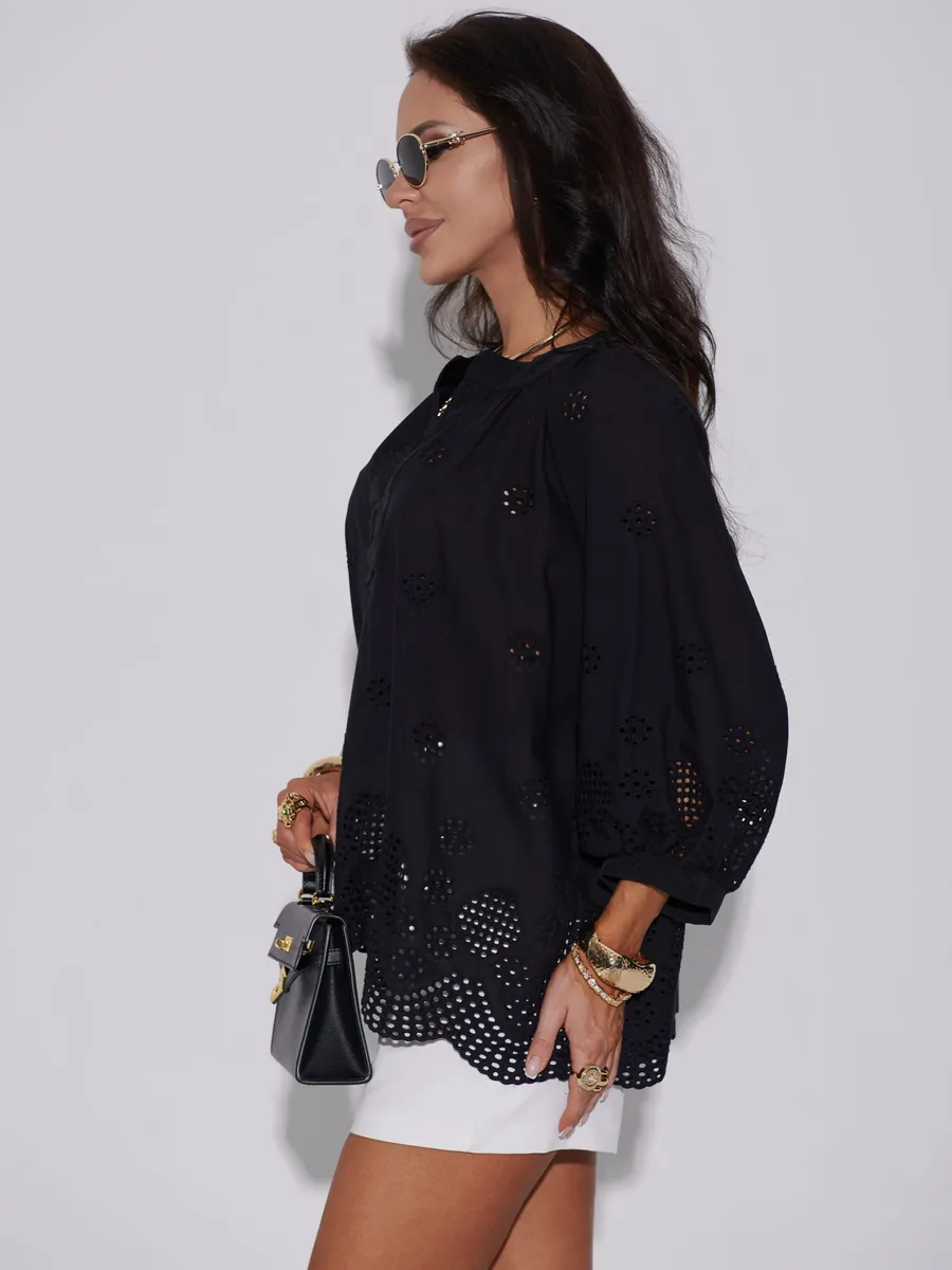 Черная блузка нарядная летняя