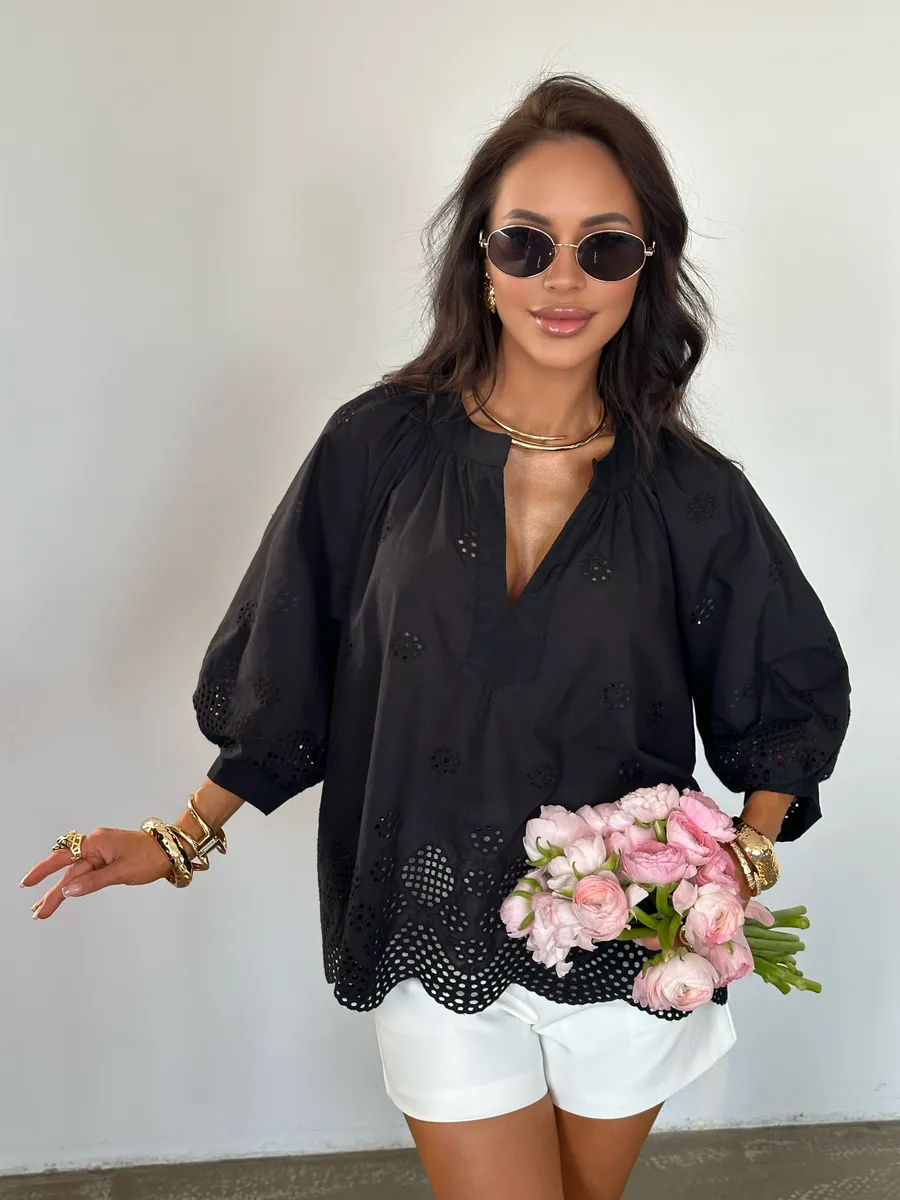 Черная блузка нарядная летняя