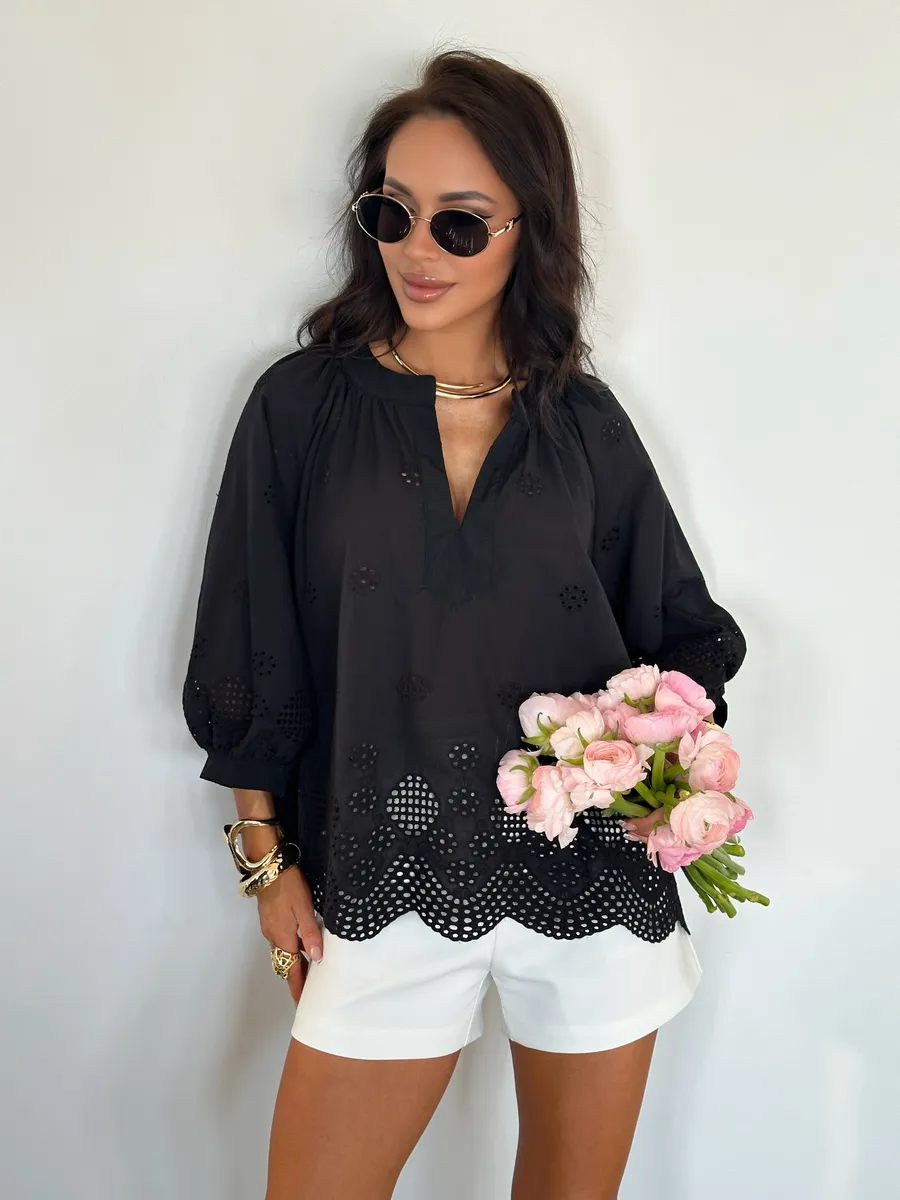 Черная блузка нарядная летняя