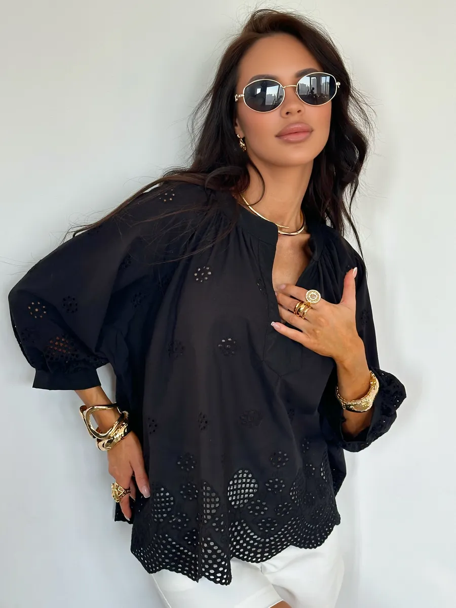 Черная блузка нарядная летняя