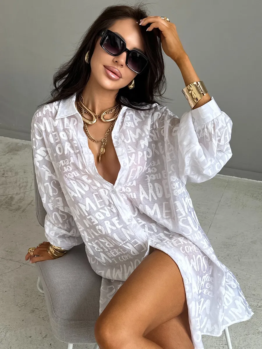 Белая рубашка летняя оверсайз