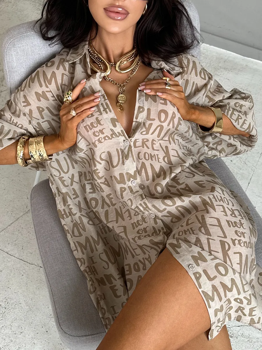 Бежевая рубашка летняя оверсайз