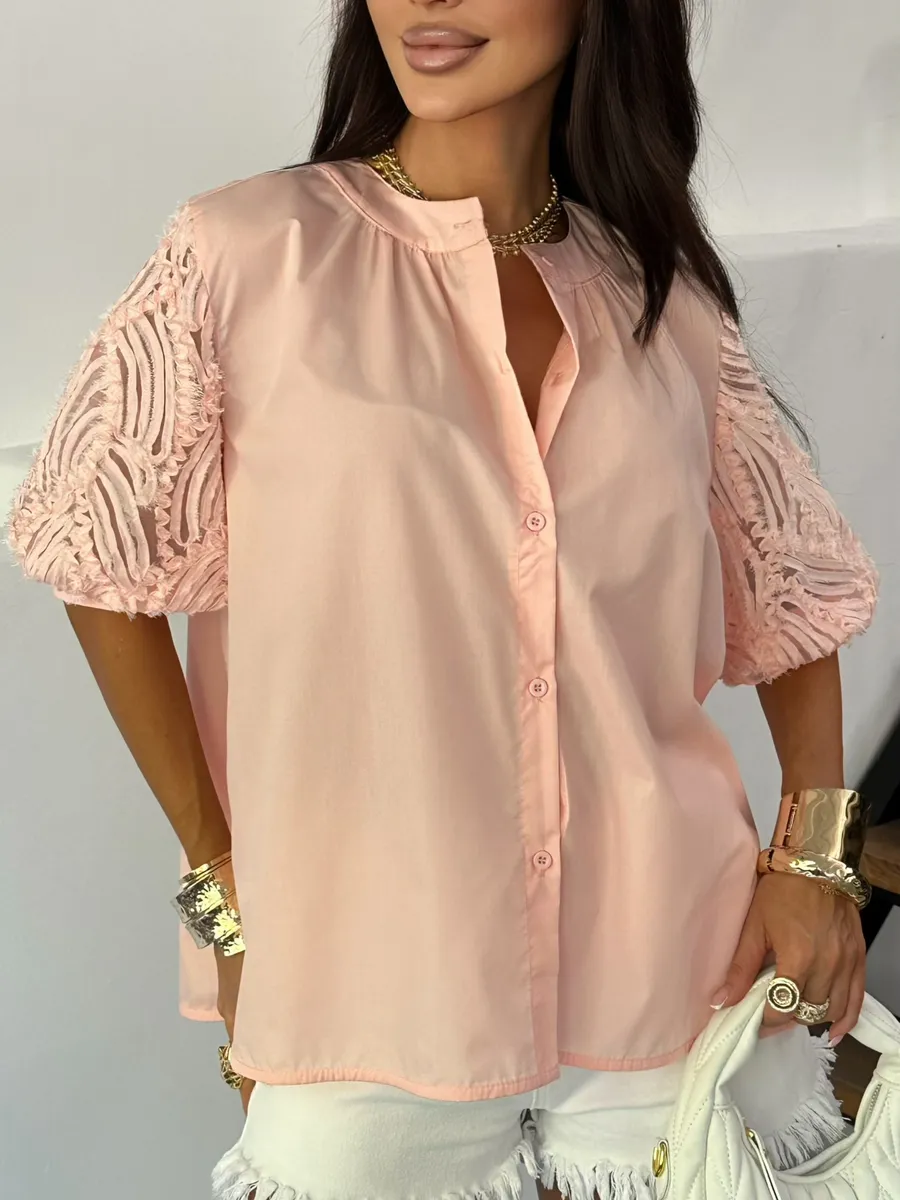 Розовая блузка нарядная летняя