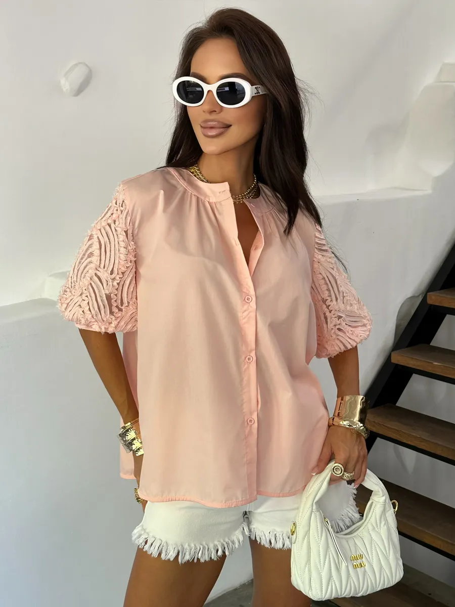 Розовая блузка нарядная летняя