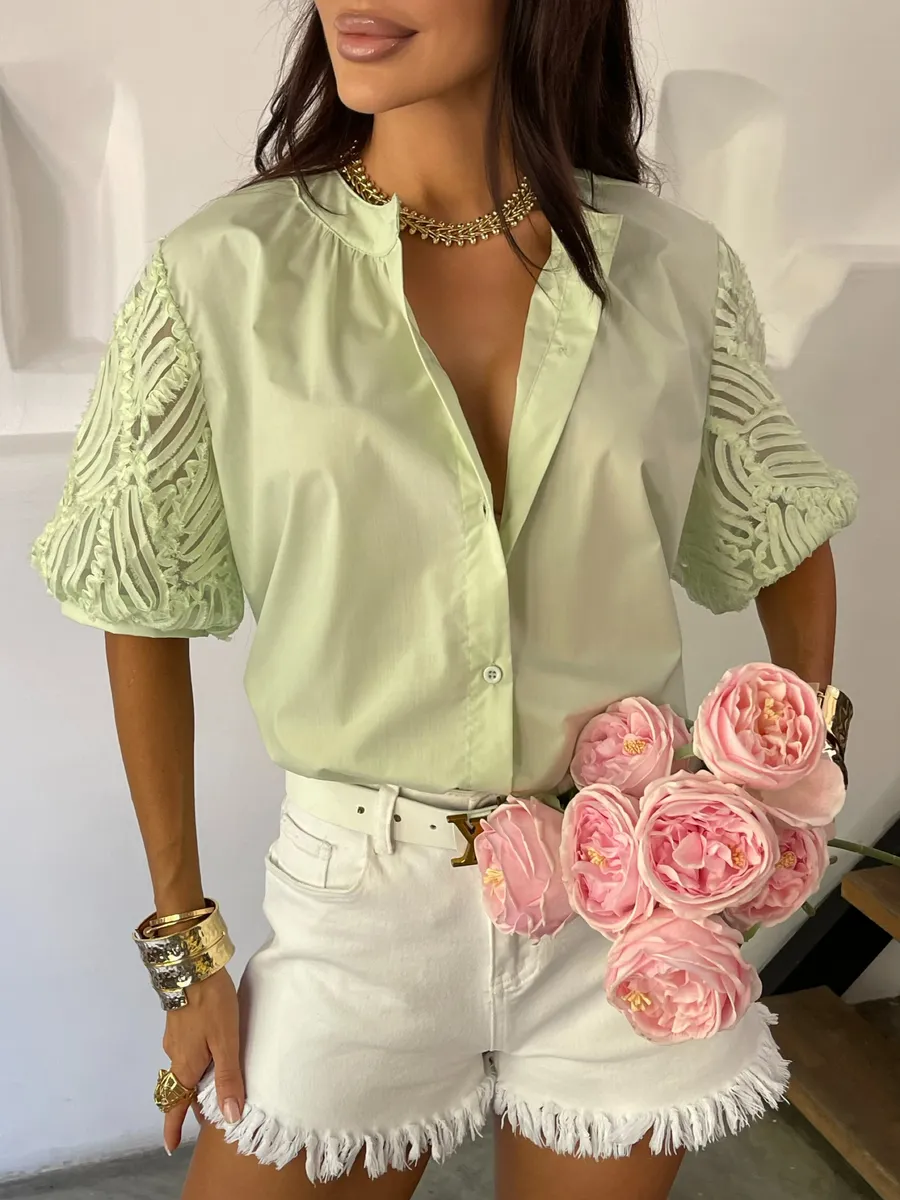 Зеленая блузка нарядная летняя